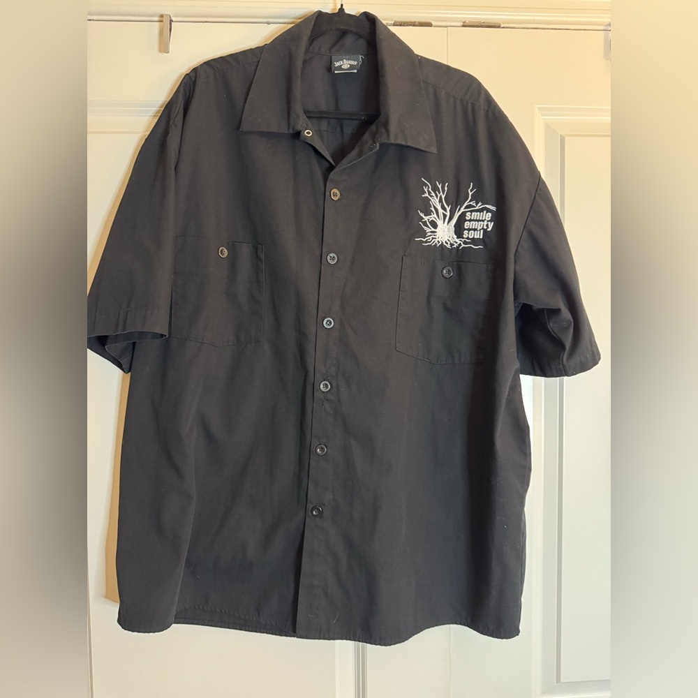 RARE Vintage Smile Empty Soul Jack Daniel’s Promo Collab Button‎ Down Shirt XL